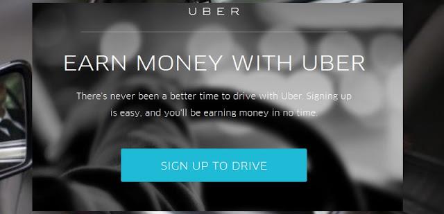 A poster encouraging people to sign up with Uber to make money.